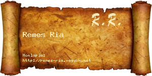 Remes Ria névjegykártya
